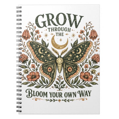 Celestial Moth Floral Sticker Notebook