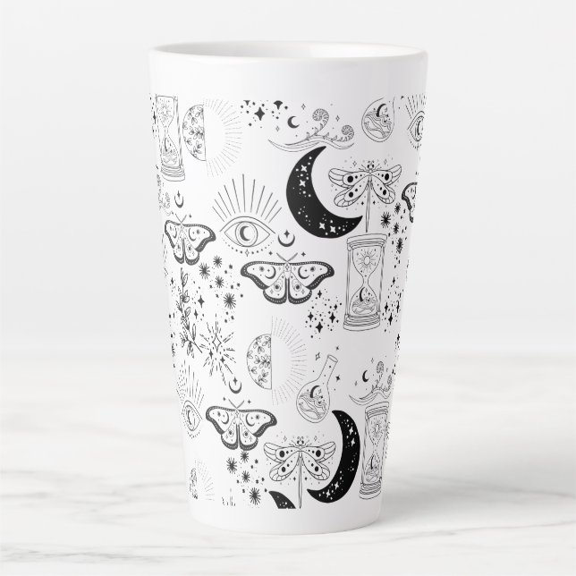 Celestial Moth, goth, witchy Latte Mug (Front)