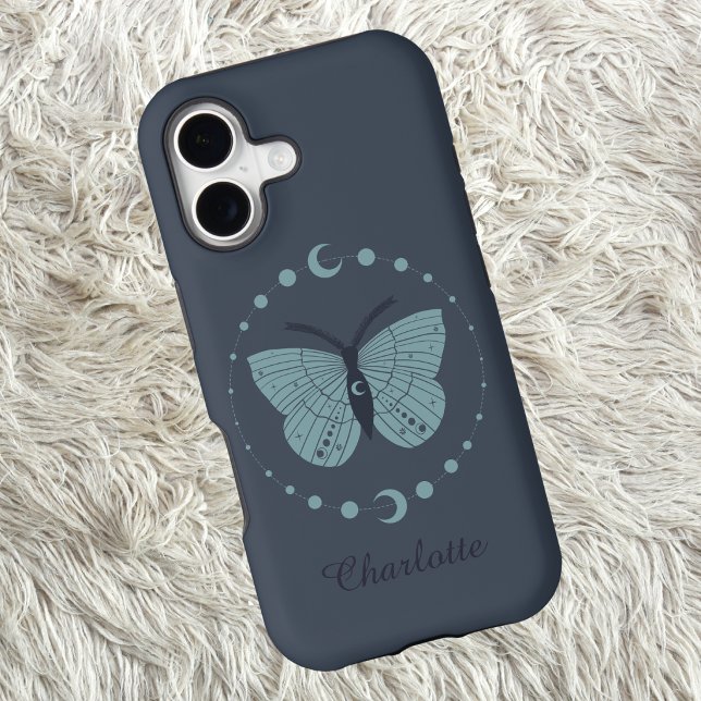 Celestial Moth Moon Phase Circle Design Case-Mate iPhone Case (Creator Uploaded)
