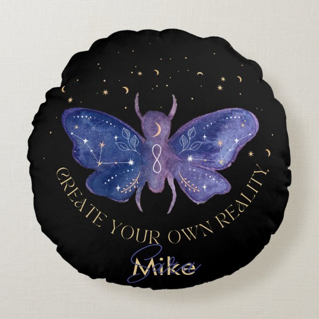 Celestial Moth Personalized  Round Pillow (Front)