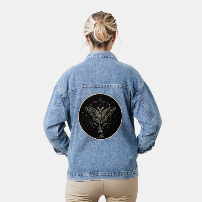 Celestial Moth Personalized Throw Pillow Denim Jacket (Model)