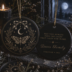 Celestial Moth Winter Solstice Ceramic Ornament
