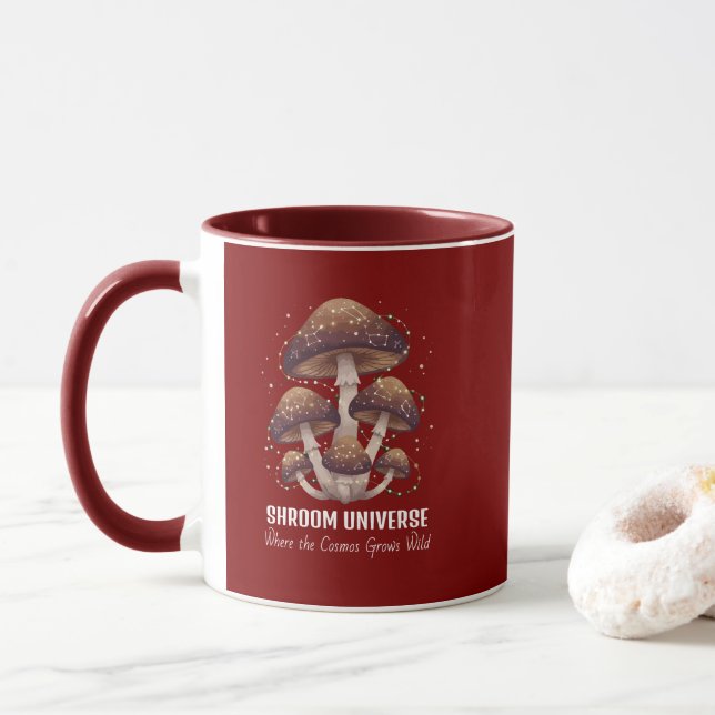 Celestial Mushroom Constellation Universe Mug (With Donut)