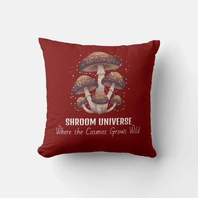 Celestial Mushroom Constellation Universe Throw Pillow (Front)