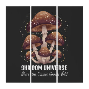 Celestial Mushroom Constellation Universe Triptych