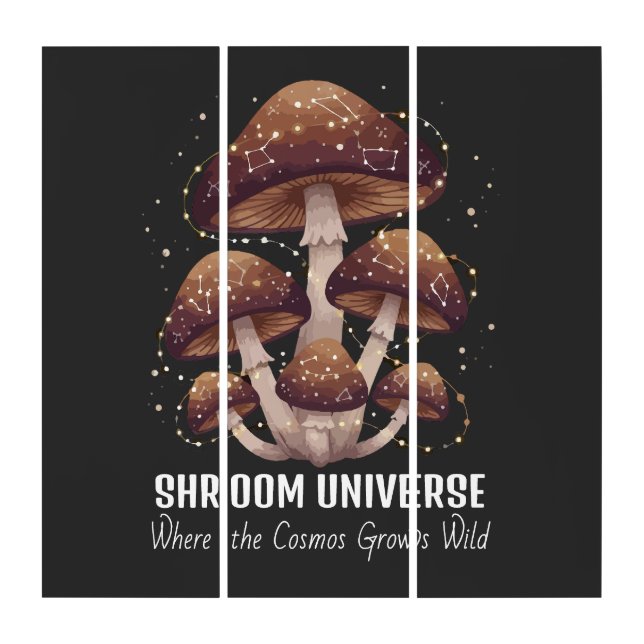 Celestial Mushroom Constellation Universe Triptych (Front)