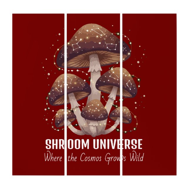 Celestial Mushroom Constellation Universe Triptych (Front)