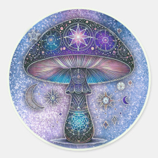 Celestial Mushroom Sticker Mystical Cosmic Design