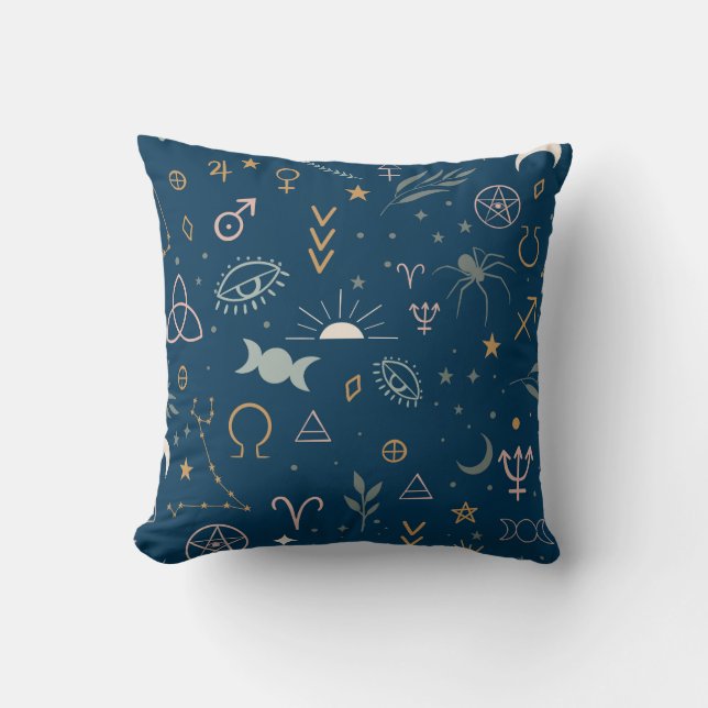 Celestial Mysteries Pattern Throw Pillow (Front)