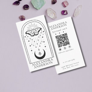 Celestial Mystic Esoteric Moth and Moon Spiritual Business Card
