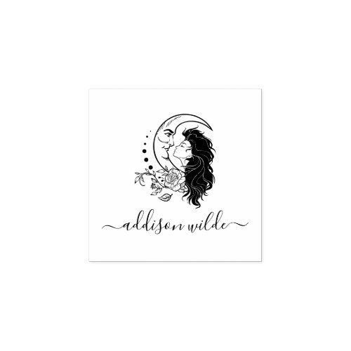 Celestial Mystic Moon Goddess Personalized Name Rubber Stamp