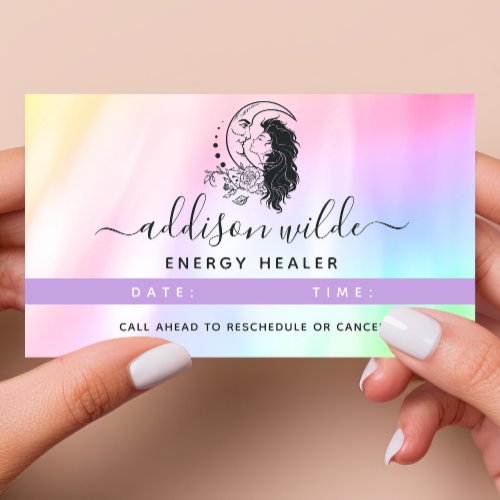 Celestial Mystic Moon Goddess Rainbow Appointment Card