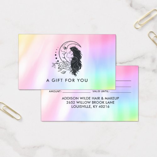 Celestial Mystic Moon Goddess Rainbow Gift Card