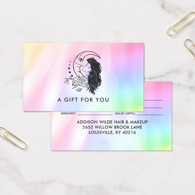 Celestial Mystic Moon Goddess Rainbow Gift Card (Office)