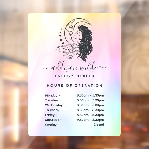 Celestial Mystic Moon Goddess Rainbow Hours Window Cling