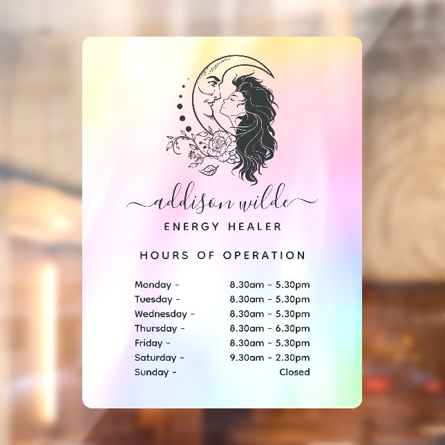 Celestial Mystic Moon Goddess Rainbow Hours Window Cling (Sheet 2)