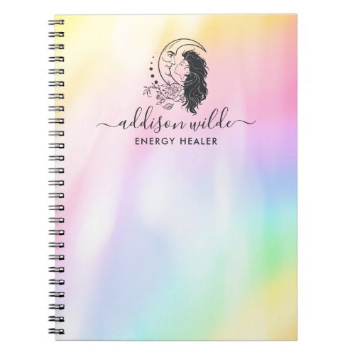 Celestial Mystic Moon Goddess Rainbow Personalized Notebook