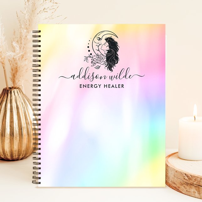 Celestial Mystic Moon Goddess Rainbow Personalized Notebook (Creator Uploaded)