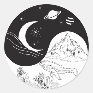 Celestial Mystic Yin Yang Meaning Love     Classic Round Sticker