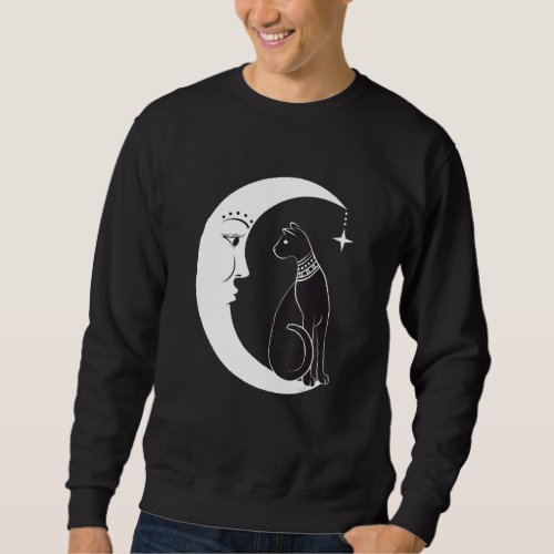 Celestial Mystical Black Cat Familiar Pagan Witchc Sweatshirt