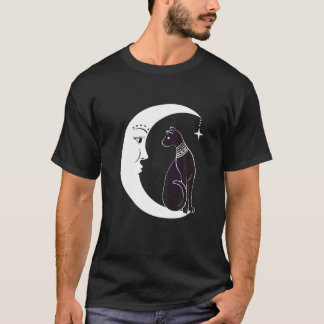 Celestial Mystical Black Cat Familiar Pagan Witchc T-Shirt