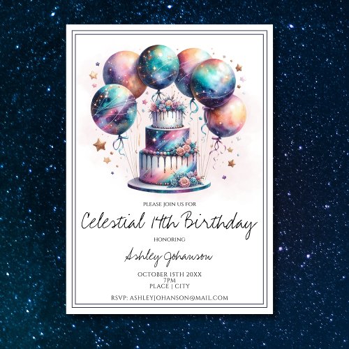 Celestial Mystical Cosmic Astrology Birthday  Invitation