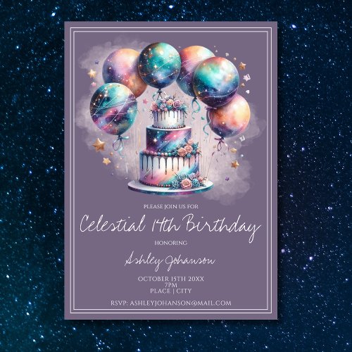 Celestial Mystical Cosmic Lovers Birthday  Invitation