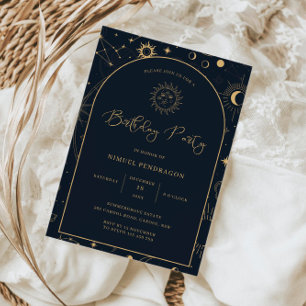 Celestial Mystical Elements Starsign Birthday Invitation