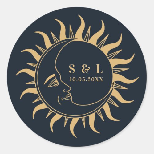 Celestial Mystical Elements Starsigns Envelope Classic Round Sticker