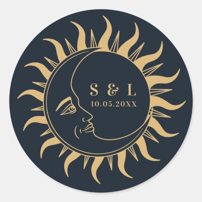 Celestial Mystical Elements Starsigns Envelope Classic Round Sticker (Front)
