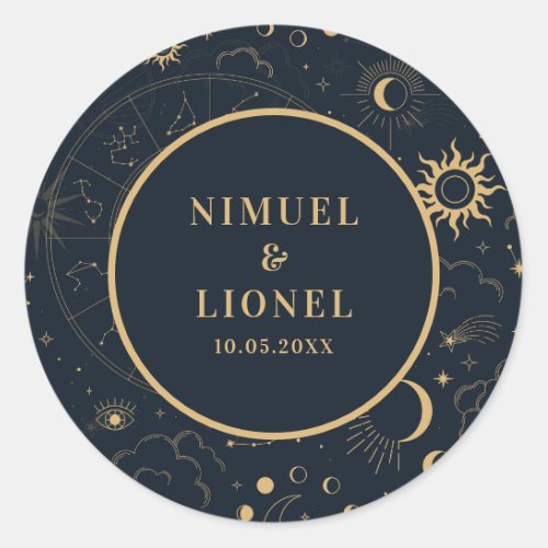 Celestial Mystical Elements Starsigns Envelope Classic Round Sticker