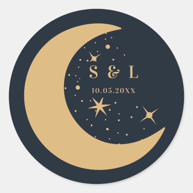 Celestial Mystical Elements Starsigns Envelope Classic Round Sticker (Front)
