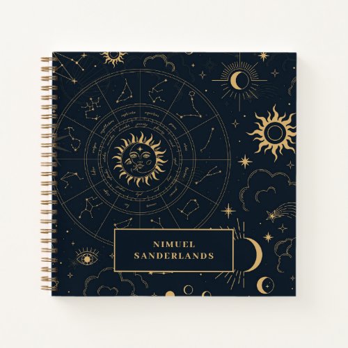 Celestial Mystical Elements Starsigns Notebook