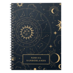 Celestial Mystical Elements Starsigns Notebook
