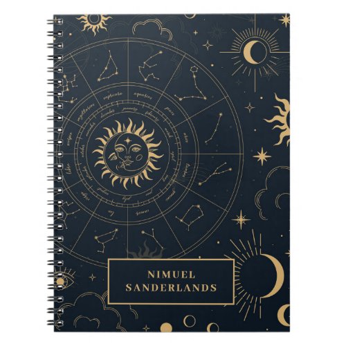 Celestial Mystical Elements Starsigns Notebook