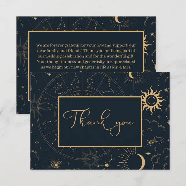 Celestial Mystical Elements Starsigns Thank You Card | Zazzle