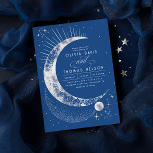 Celestial Mystical Moon Starry Night Boho Wedding Invitation