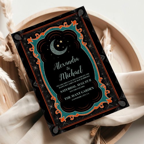 Celestial Mystical Moon Starry Night Wedding Invitation