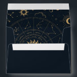 Celestial Mystical Star sign 5x7 Invitation Envelope<br><div class="desc">Designed to coordinate with our Celestial Mystic Collection,  this unique customizable invitation envelope features gorgeous gold celestial elements on a dark navy background. For more advanced customisation of this design,  e.g. changing layout,  font or text size please click the "CUSTOMIZE" button above. Please contact me for any questions!</div>