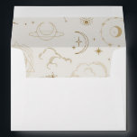Celestial Mystical Star sign 5x7 wedding envelope<br><div class="desc">Designed to coordinate with our Celestial Mystic Collection,  this unique customizable return address envelope features gorgeous gold celestial elements on a dark navy background. For more advanced customisation of this design,  e.g. changing layout,  font or text size please click the "CUSTOMIZE" button above. Please contact me for any questions!</div>