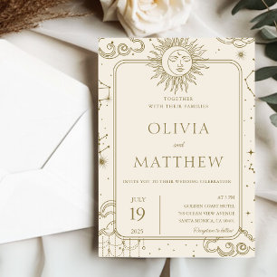 Celestial Mystical Starry Night Moon Wedding Invitation