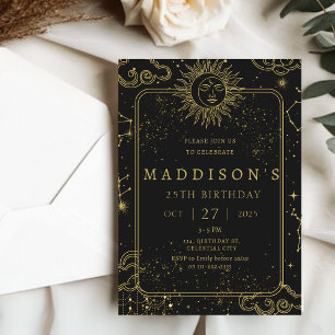 Celestial Mystical Starry Night Starsign Birthday Invitation