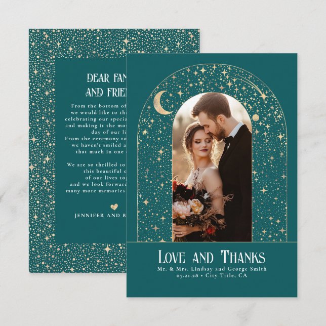 Celestial & Mystical Starry Night Thank You Photo Card (Front/Back)