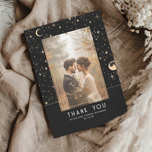Celestial & Mystical Starry Night Thank You Photo Card (Thank You Wedding Photo Card)