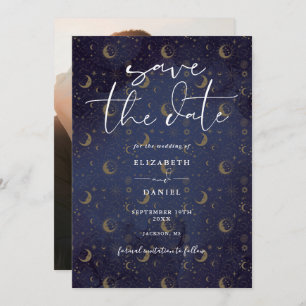 Celestial Mystical Stars And Moon Photo Wedding Save The Date