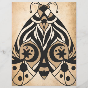 Celestial mystical vintage moth scrapbook paper