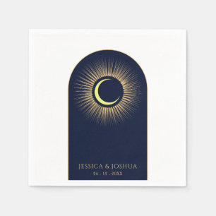 Celestial Navy Blue Arch Mystical Sun Moon Napkins