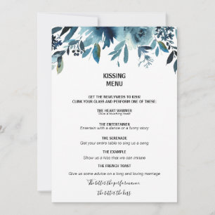 Celestial Navy Blue Floral Kissing Menu