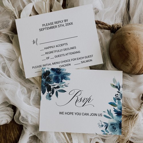 Celestial Navy Blue Floral Menu Choice