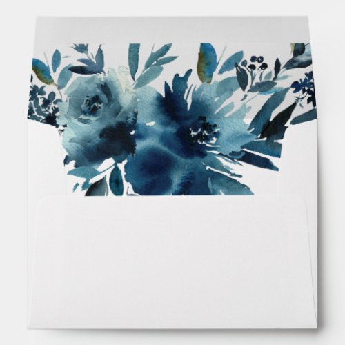 Celestial Navy Blue Floral Wedding Invitation Envelope